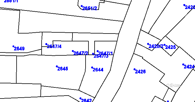 Parcela st. 2647/1 v KÚ Vracov, Katastrální mapa
