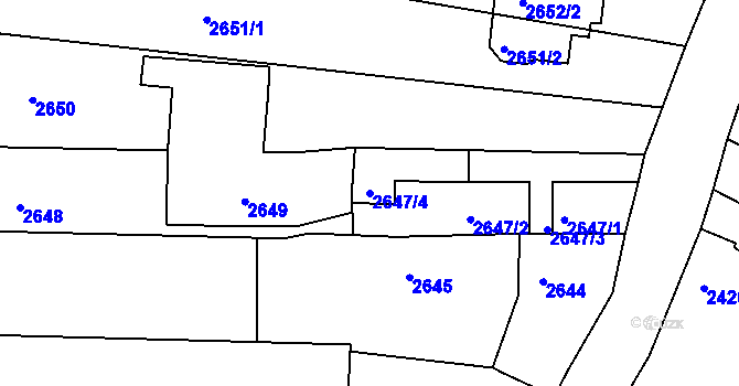 Parcela st. 2647/4 v KÚ Vracov, Katastrální mapa