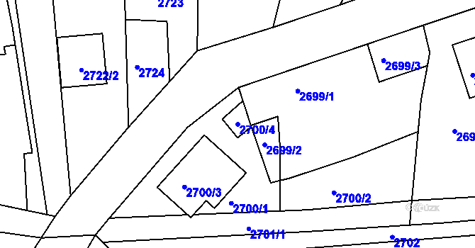 Parcela st. 2700/4 v KÚ Vracov, Katastrální mapa