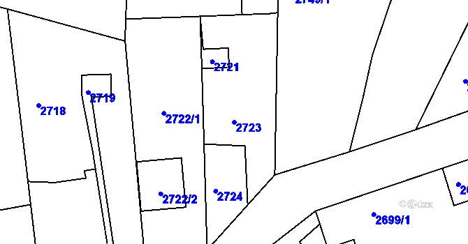 Parcela st. 2723 v KÚ Vracov, Katastrální mapa