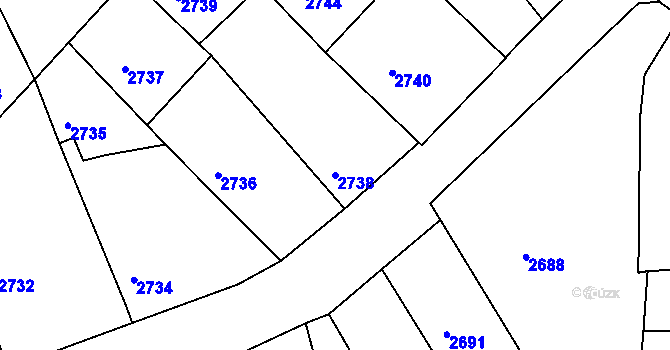 Parcela st. 2738 v KÚ Vracov, Katastrální mapa
