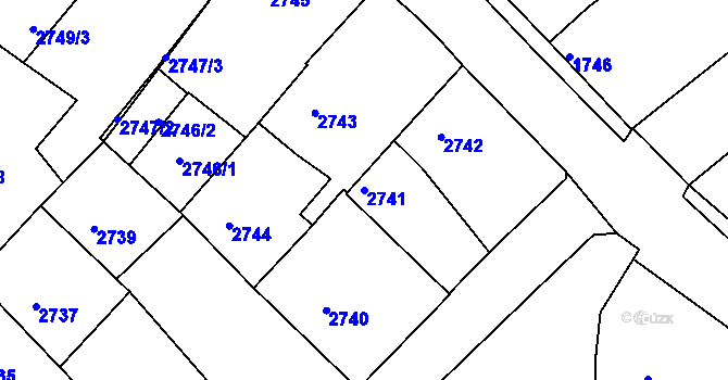 Parcela st. 2741 v KÚ Vracov, Katastrální mapa