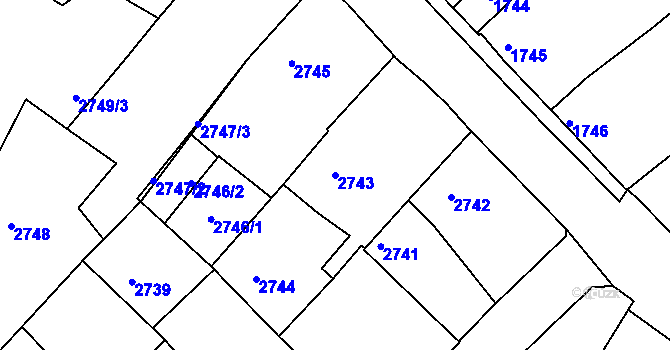 Parcela st. 2743 v KÚ Vracov, Katastrální mapa