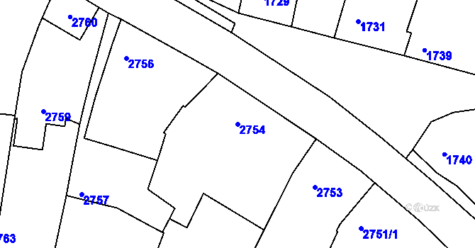 Parcela st. 2754 v KÚ Vracov, Katastrální mapa