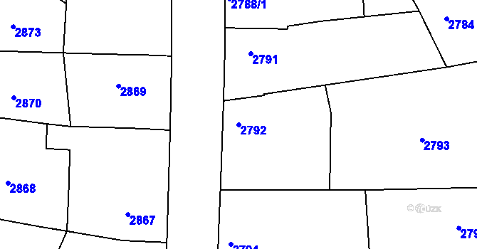 Parcela st. 2792 v KÚ Vracov, Katastrální mapa