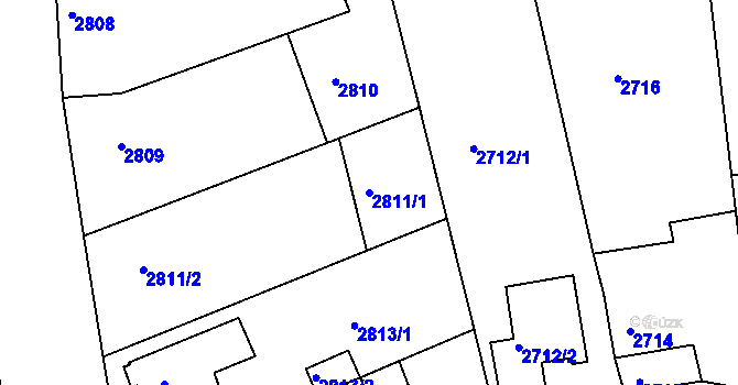 Parcela st. 2811/1 v KÚ Vracov, Katastrální mapa