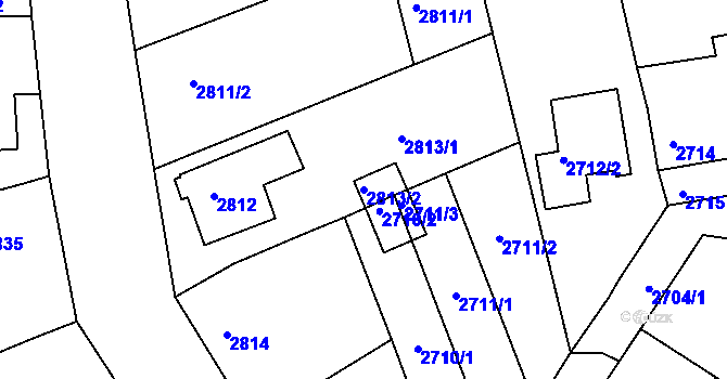 Parcela st. 2813/2 v KÚ Vracov, Katastrální mapa