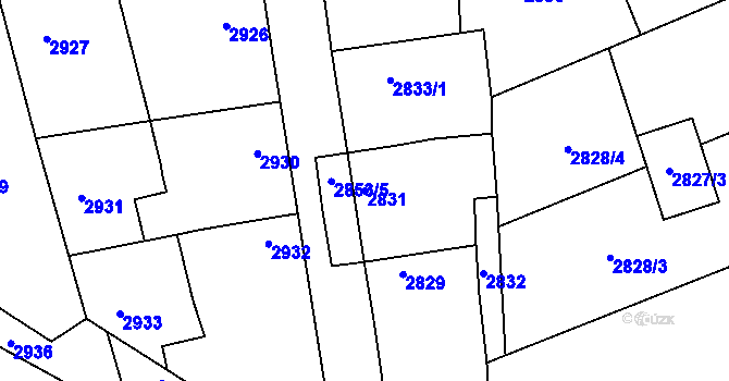 Parcela st. 2831 v KÚ Vracov, Katastrální mapa