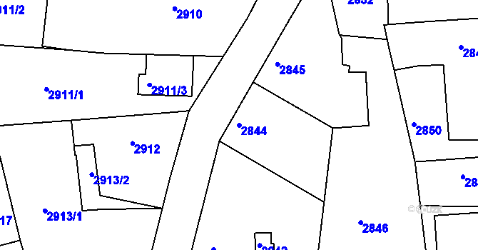 Parcela st. 2844 v KÚ Vracov, Katastrální mapa