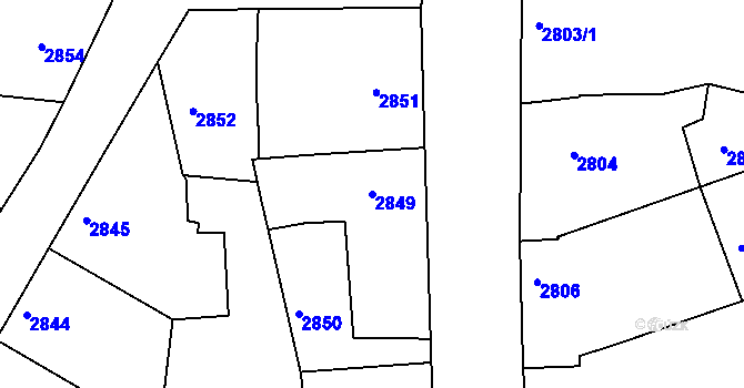 Parcela st. 2849 v KÚ Vracov, Katastrální mapa