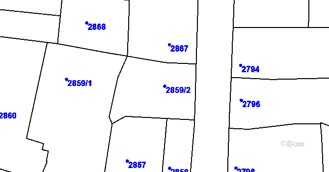 Parcela st. 2859/2 v KÚ Vracov, Katastrální mapa