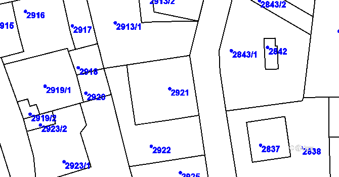 Parcela st. 2921 v KÚ Vracov, Katastrální mapa