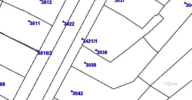 Parcela st. 3038 v KÚ Vracov, Katastrální mapa