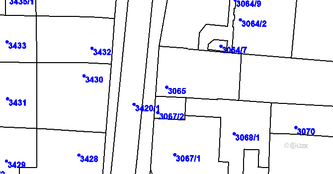 Parcela st. 3065 v KÚ Vracov, Katastrální mapa