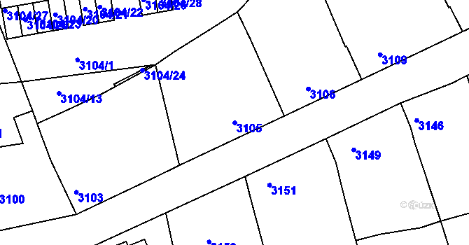 Parcela st. 3105 v KÚ Vracov, Katastrální mapa
