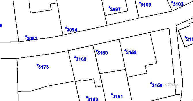 Parcela st. 3160 v KÚ Vracov, Katastrální mapa