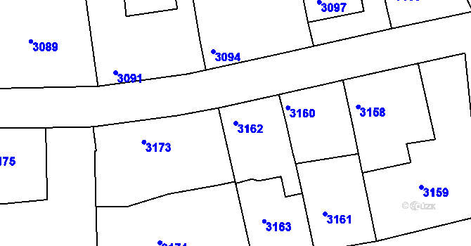 Parcela st. 3162 v KÚ Vracov, Katastrální mapa