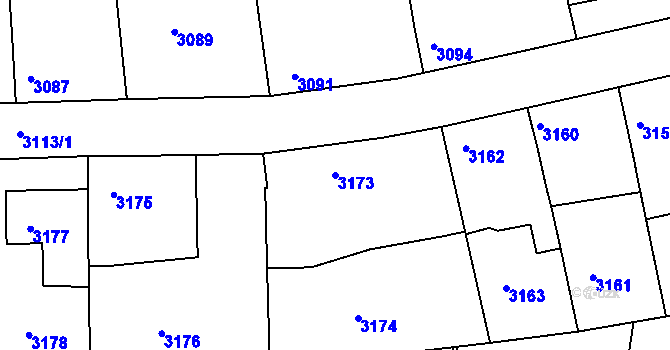 Parcela st. 3173 v KÚ Vracov, Katastrální mapa