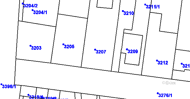 Parcela st. 3207 v KÚ Vracov, Katastrální mapa