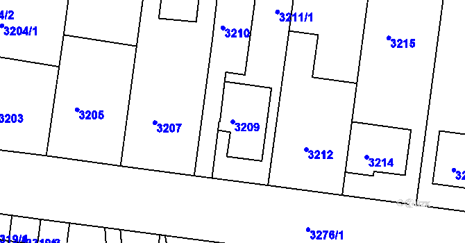 Parcela st. 3209 v KÚ Vracov, Katastrální mapa