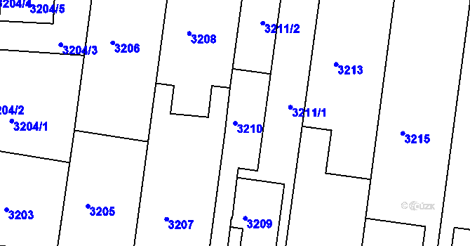 Parcela st. 3210 v KÚ Vracov, Katastrální mapa