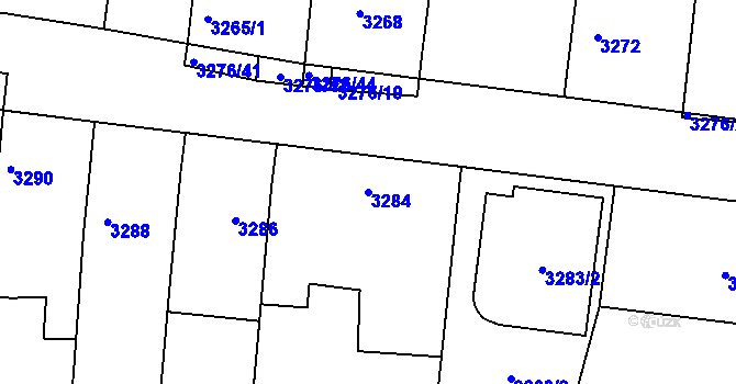 Parcela st. 3284 v KÚ Vracov, Katastrální mapa