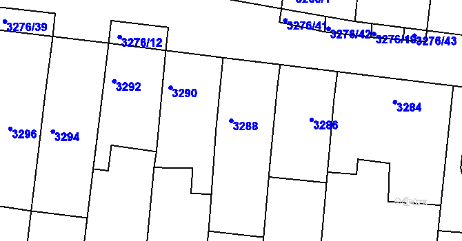 Parcela st. 3288 v KÚ Vracov, Katastrální mapa