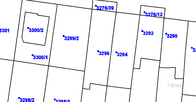 Parcela st. 3296 v KÚ Vracov, Katastrální mapa