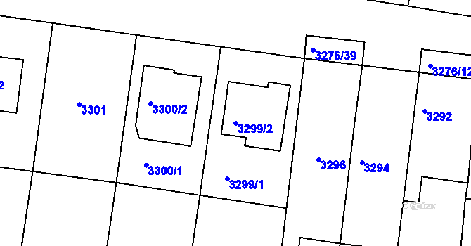 Parcela st. 3299/2 v KÚ Vracov, Katastrální mapa