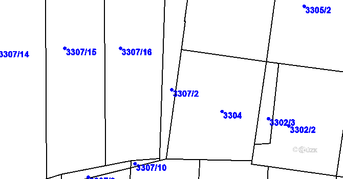 Parcela st. 3307/2 v KÚ Vracov, Katastrální mapa