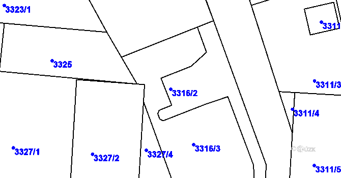Parcela st. 3316/2 v KÚ Vracov, Katastrální mapa