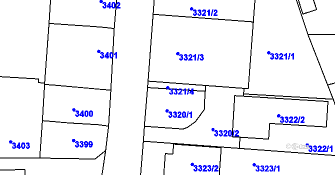 Parcela st. 3321/4 v KÚ Vracov, Katastrální mapa