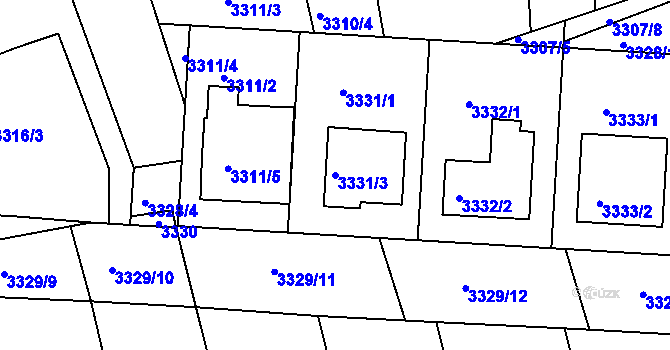 Parcela st. 3331/3 v KÚ Vracov, Katastrální mapa