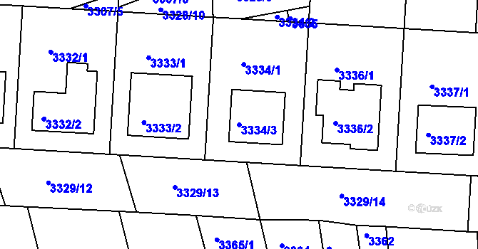 Parcela st. 3334/3 v KÚ Vracov, Katastrální mapa