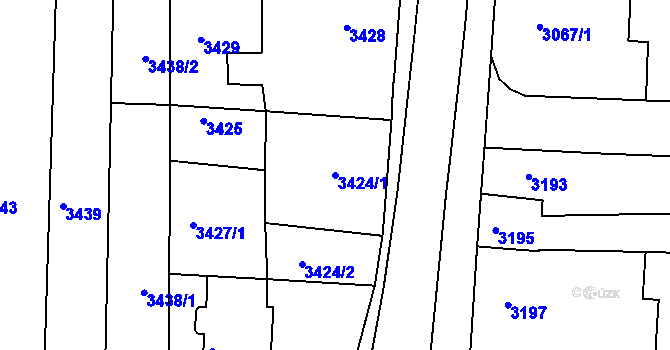 Parcela st. 3424/1 v KÚ Vracov, Katastrální mapa