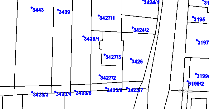 Parcela st. 3427/3 v KÚ Vracov, Katastrální mapa