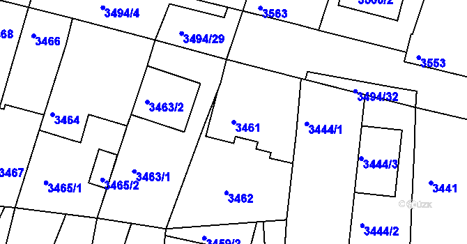 Parcela st. 3461 v KÚ Vracov, Katastrální mapa
