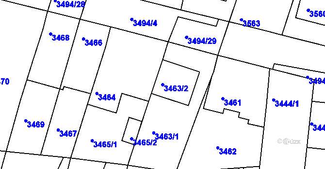 Parcela st. 3463/2 v KÚ Vracov, Katastrální mapa