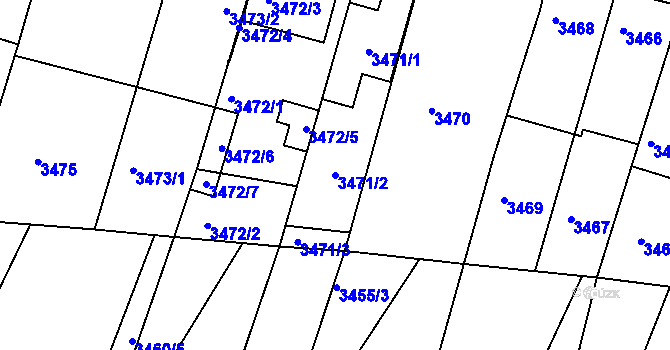 Parcela st. 3471/2 v KÚ Vracov, Katastrální mapa