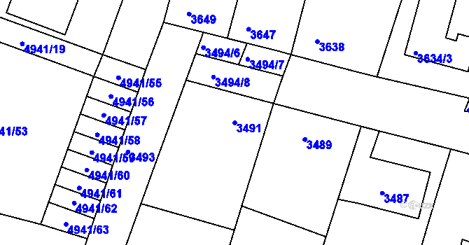 Parcela st. 3491 v KÚ Vracov, Katastrální mapa