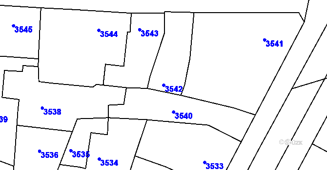 Parcela st. 3542 v KÚ Vracov, Katastrální mapa