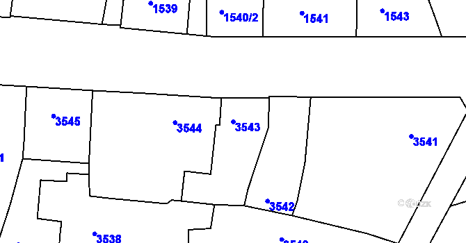 Parcela st. 3543 v KÚ Vracov, Katastrální mapa