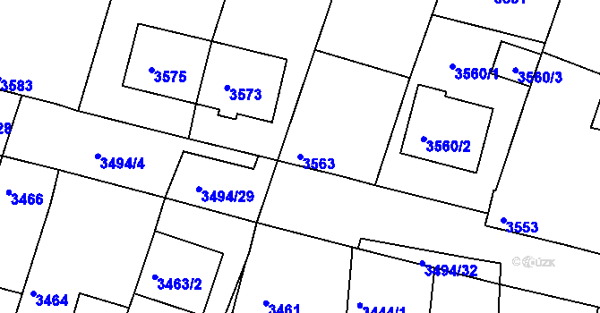 Parcela st. 3563 v KÚ Vracov, Katastrální mapa