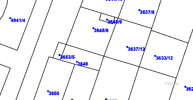 Parcela st. 3645/4 v KÚ Vracov, Katastrální mapa