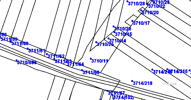 Parcela st. 3710/12 v KÚ Vracov, Katastrální mapa