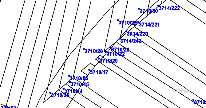 Parcela st. 3710/21 v KÚ Vracov, Katastrální mapa
