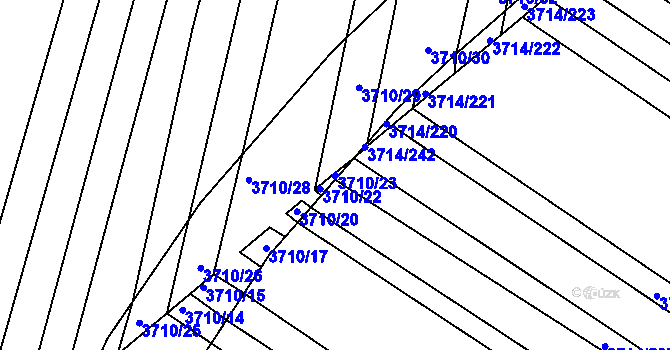 Parcela st. 3710/23 v KÚ Vracov, Katastrální mapa