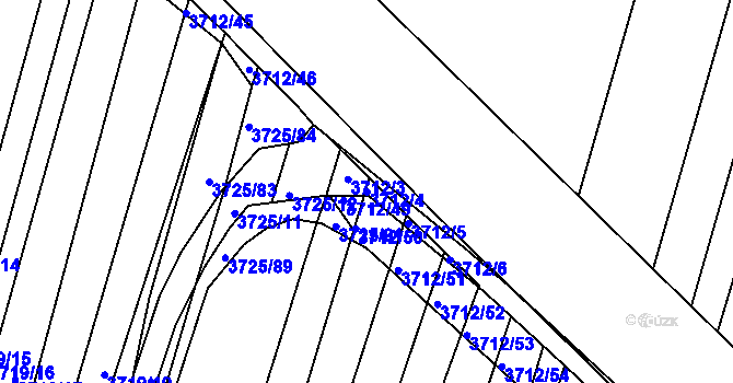 Parcela st. 3712/4 v KÚ Vracov, Katastrální mapa