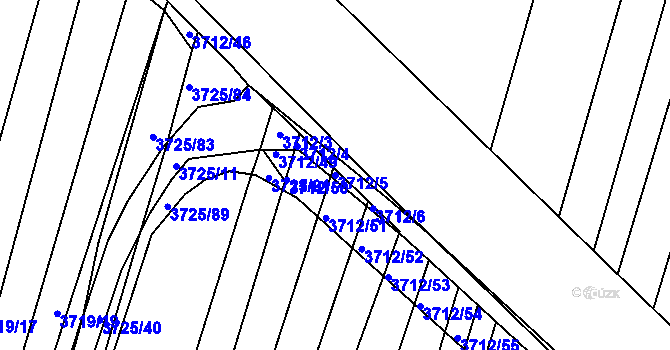 Parcela st. 3712/5 v KÚ Vracov, Katastrální mapa