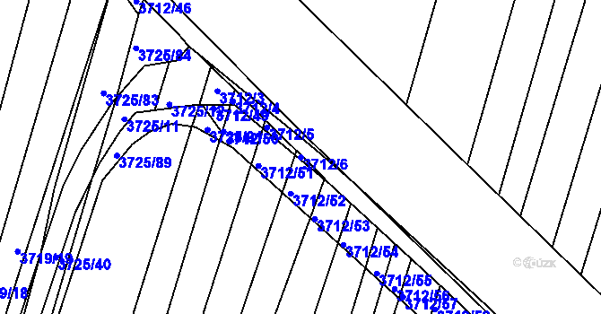 Parcela st. 3712/6 v KÚ Vracov, Katastrální mapa